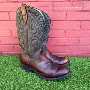 Vtg Nocona? Boots Leather‎ Western Cowboy Boots Made in USA Size 8 1/2 EE Rodeo